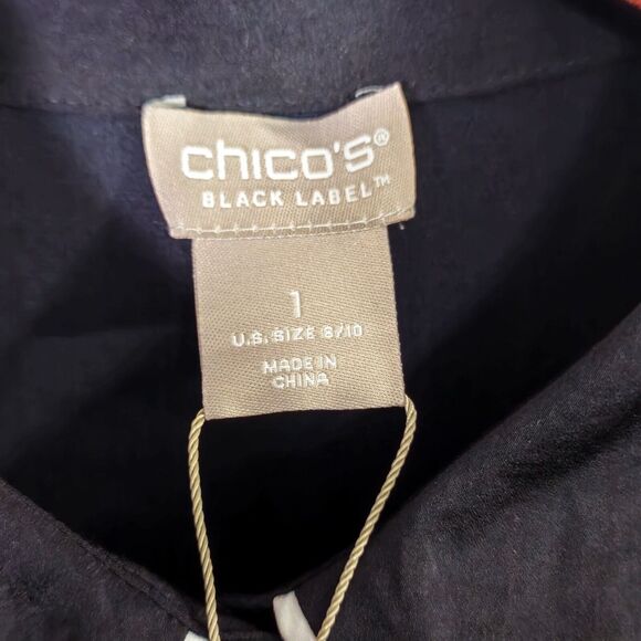 Chico’s Black Label Shirt Dress Medium Dark Romantic Minimalism Black - Picture 7 of 9